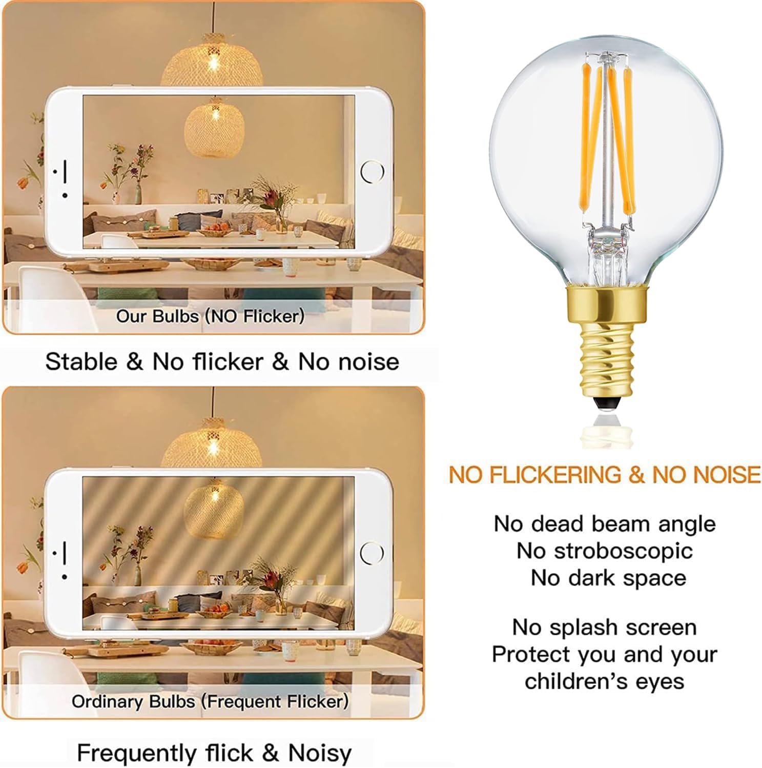 XININSUN E12 G16.5 Light Bulb,40 Watt Candelabra Light Bulb